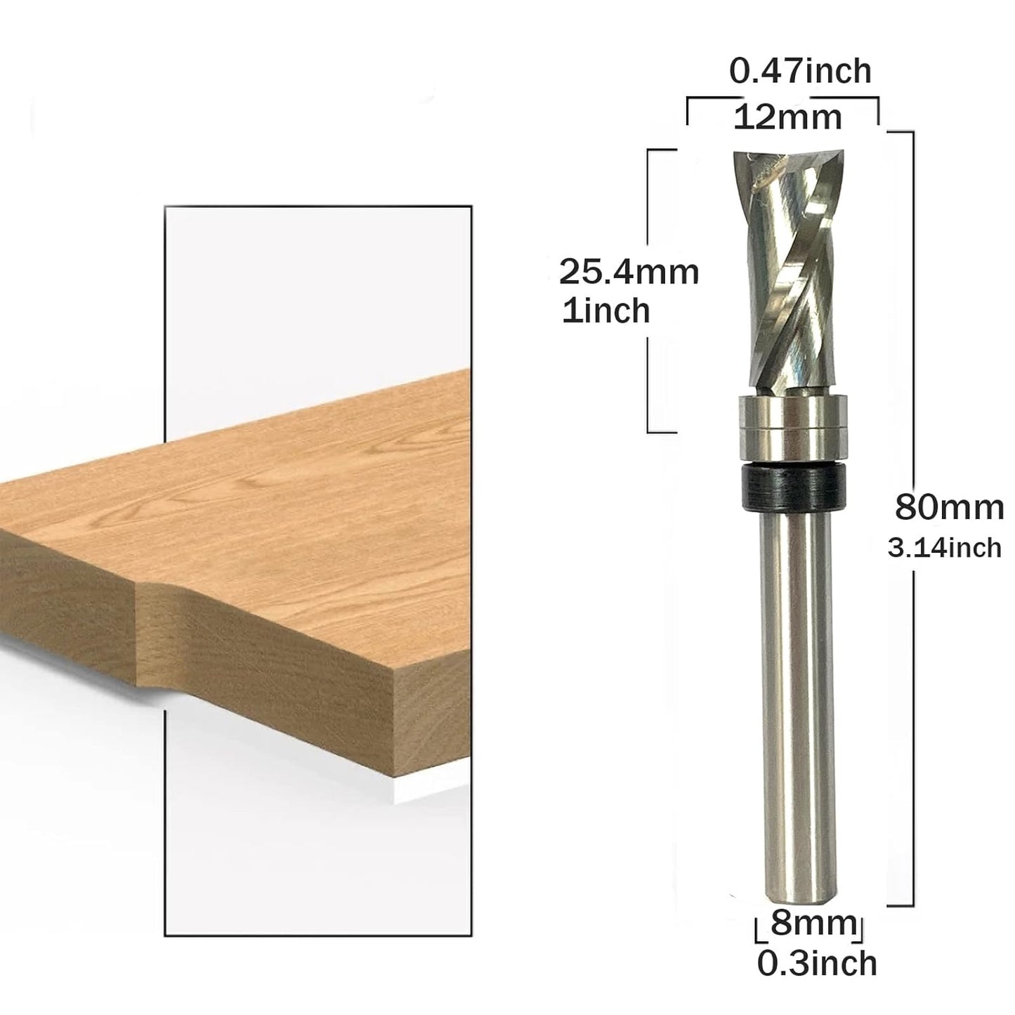 Bündigfräser Upcut, 25.4mm Schnittlänge, Bündigfräser 8x25.4mm