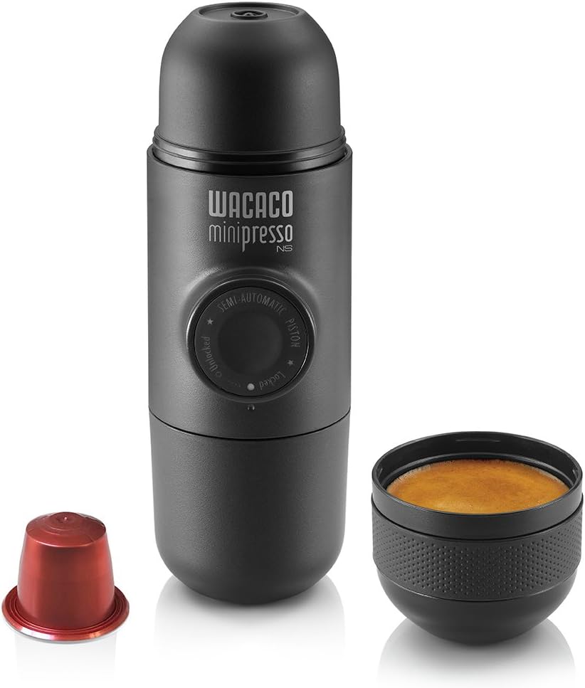 Tragbare Minipresso Espressomaschine für Reisen, Schwarz