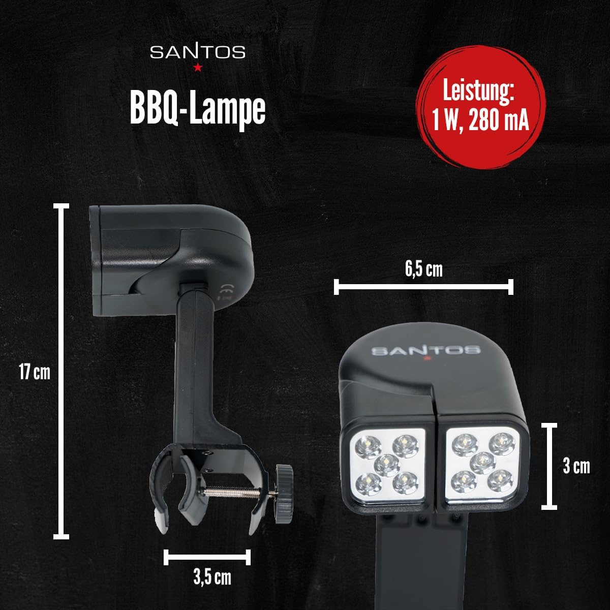 Universal BBQ Grilllampe mit schwenkbaren LED-Köpfen, Grilllampe