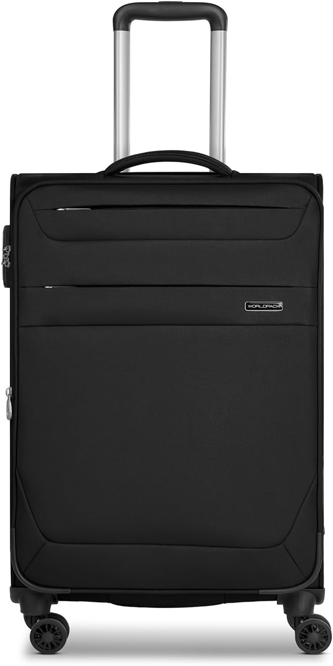 Weichgepäck Trolley mit 4 Rollen & TSA-Schloss, Schwarz Koffer M (68 cm) erweiterbar