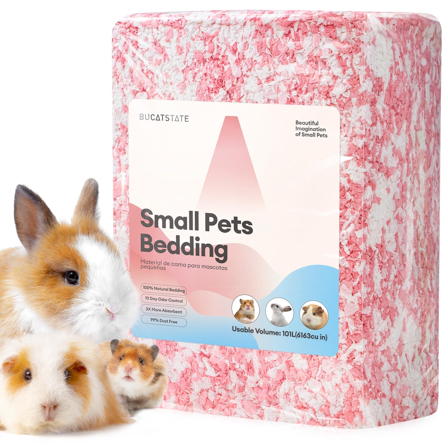 Saugfähiges Kleintierstreu aus Papier, 101L, 101L Rosa