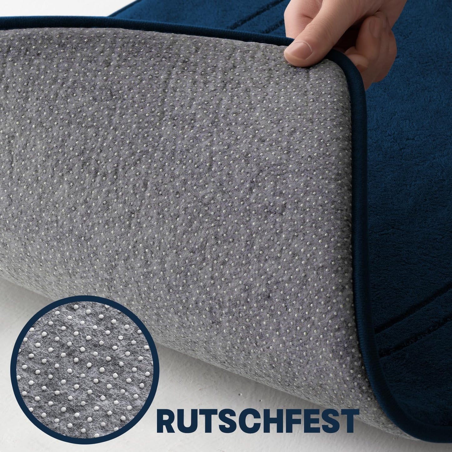 5-teiliges Badezimmerteppich-Set, rutschfest, waschbar, Multi-Size (5 Pieces) Navy Blau