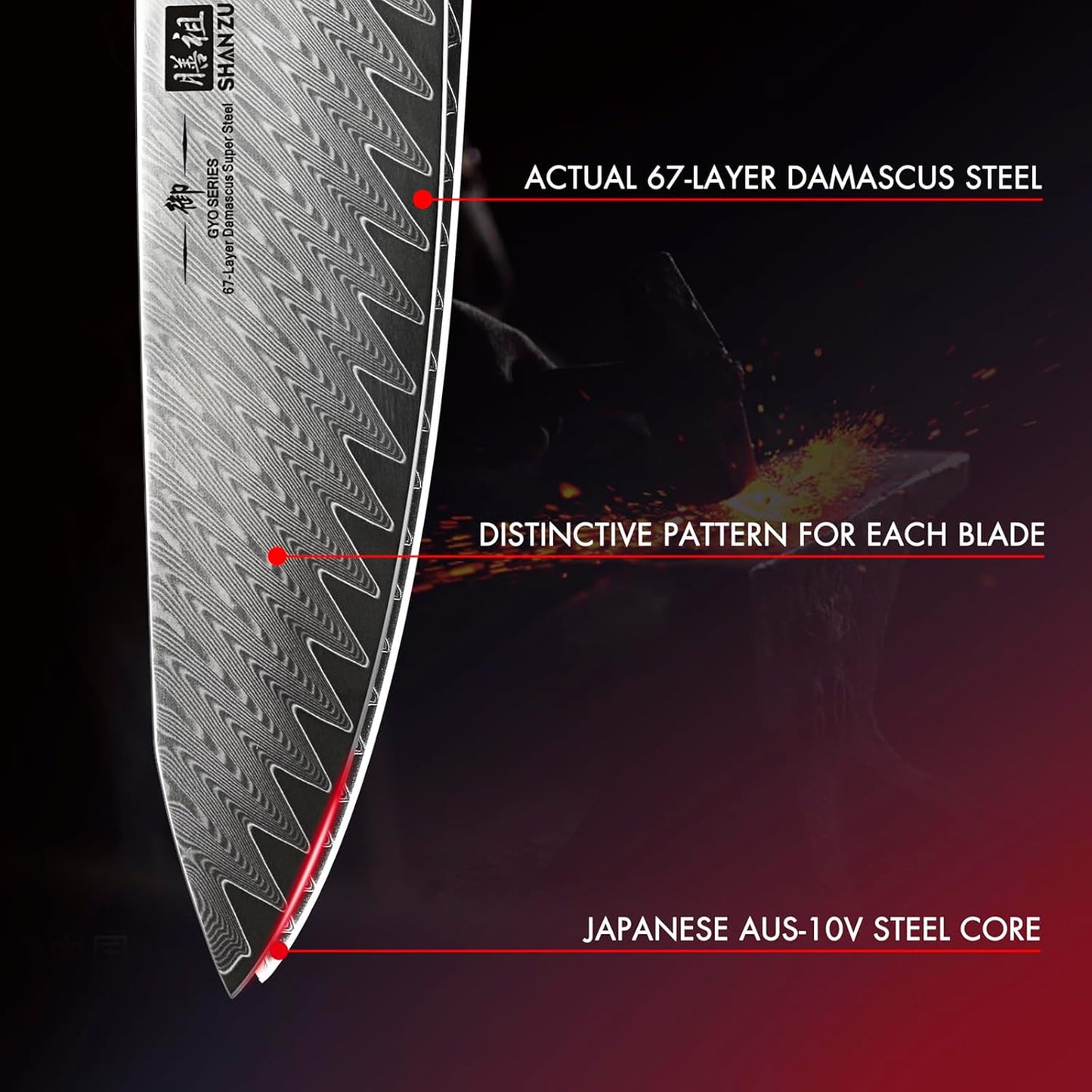 Messerblock, 7-teiliges Damastmesser Set