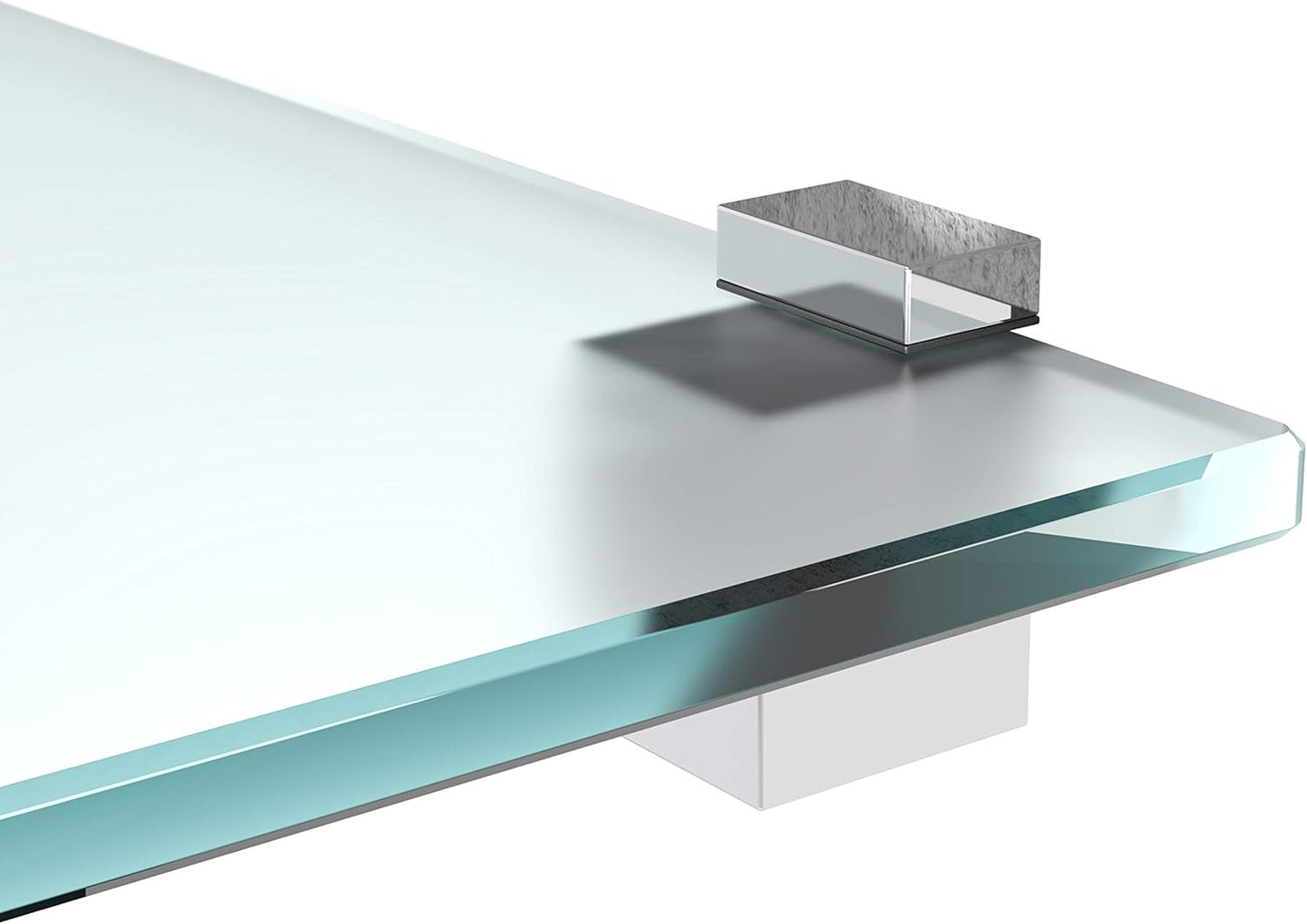 Glas-Wandregal mit Halterung (60x20 cm, 8mm), 60x20cm Mattglas + Halterung G - Chrom Glanz Optik