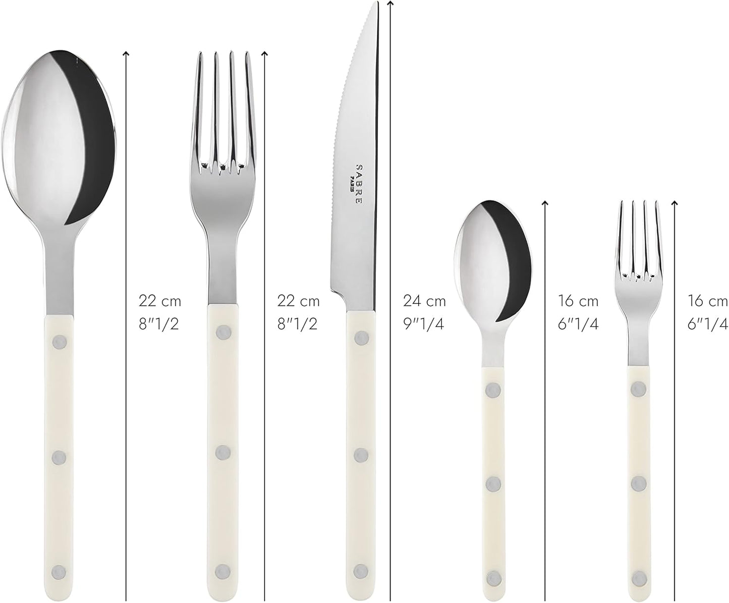 5-teiliges Tafelbesteck-Set, Set 5 Bistrot Elfenbeinfarbe