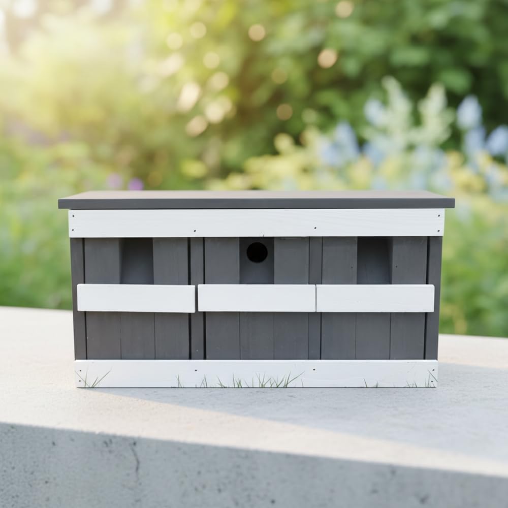 Nistkasten mit 3 Kammern für Spatzen, Grau