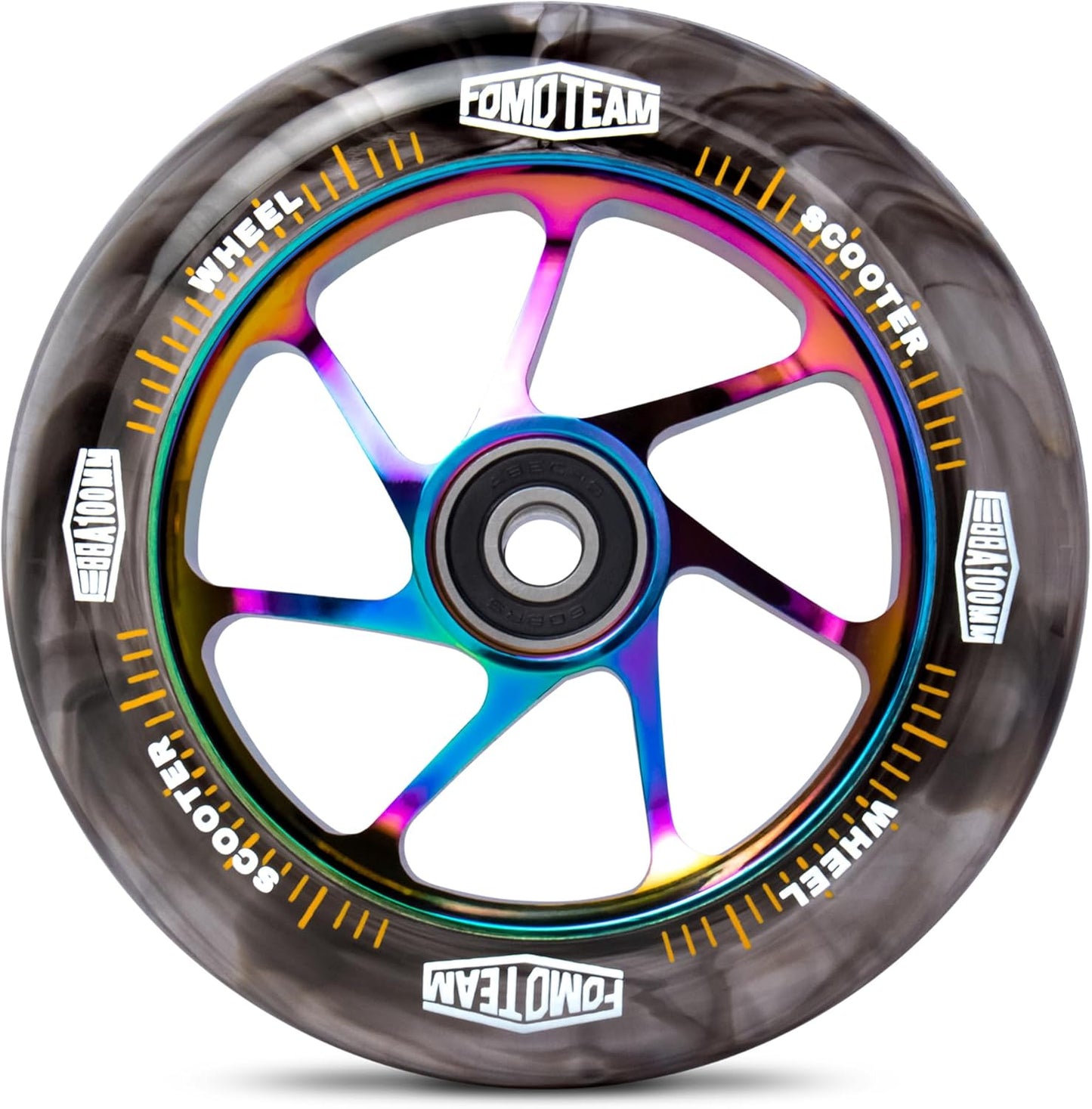 2er-Pack Stuntscooter Ersatzräder, Schwarzer PU-Regenbogenkern