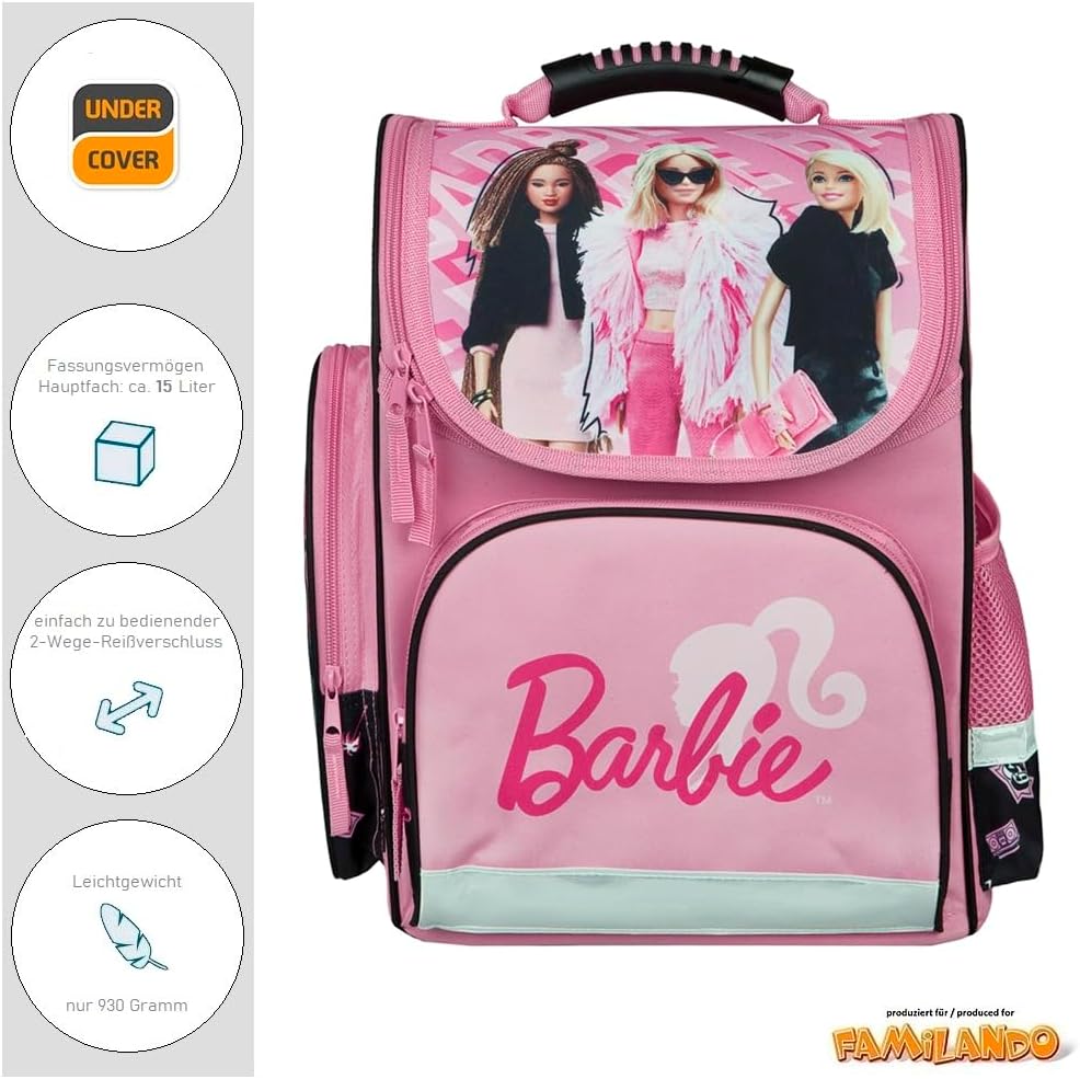 Ergonomisches Barbie Schulranzen-Set, Barbie 9-teiliges Set mit Sporttasche