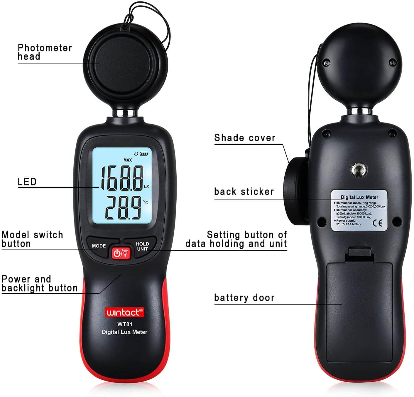 Digitales Luxmeter mit Thermometer