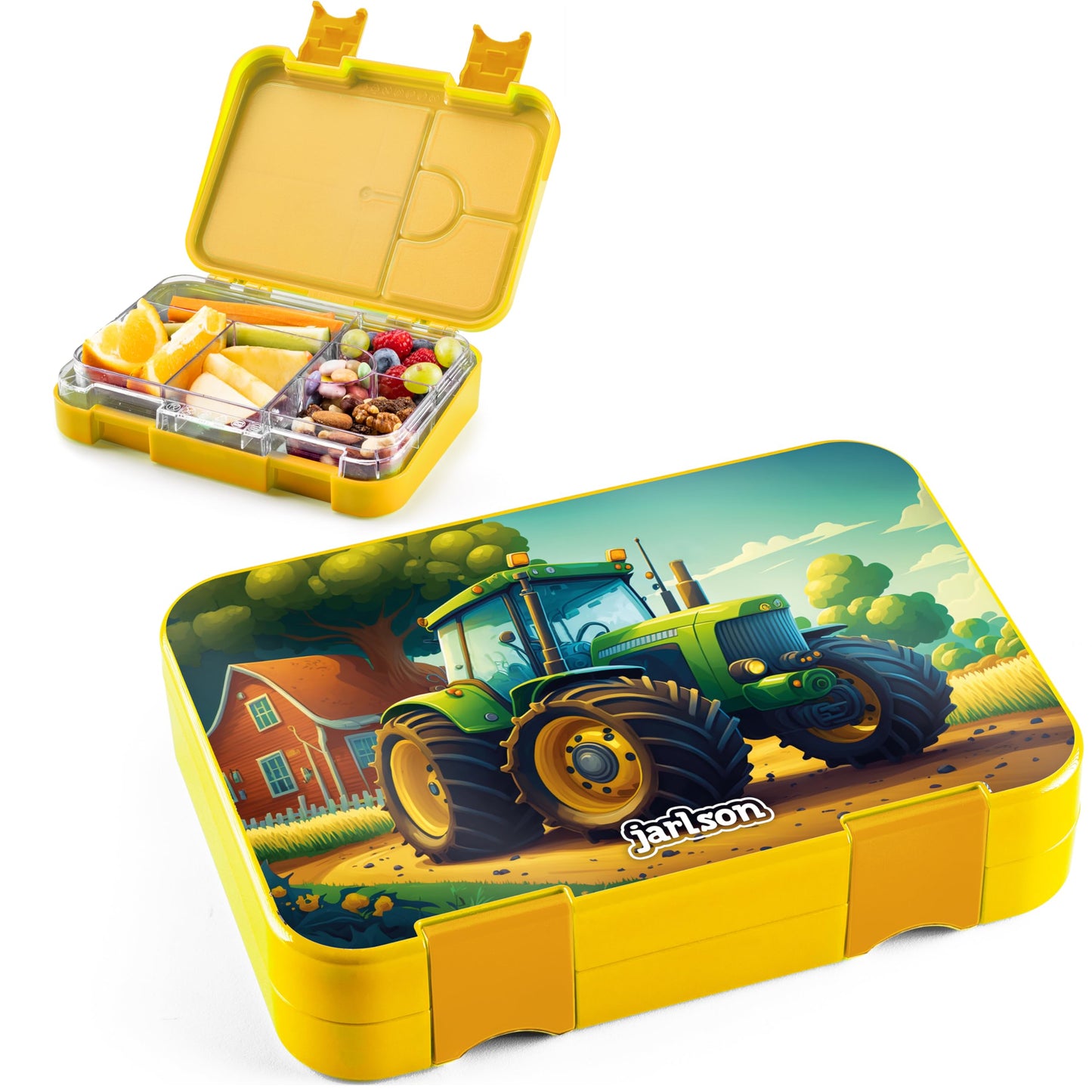 Brotdose Kinder mit Fächern - Bento Lunchbox Traktor, Traktor