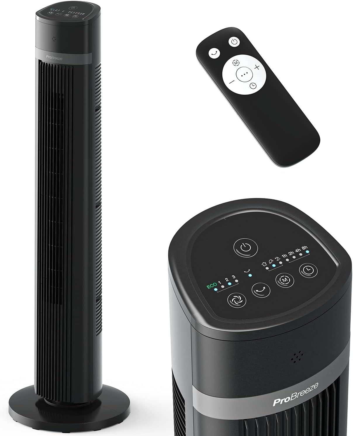 ‎PB-F04B ‎Noir Turmventilator, Schwarz