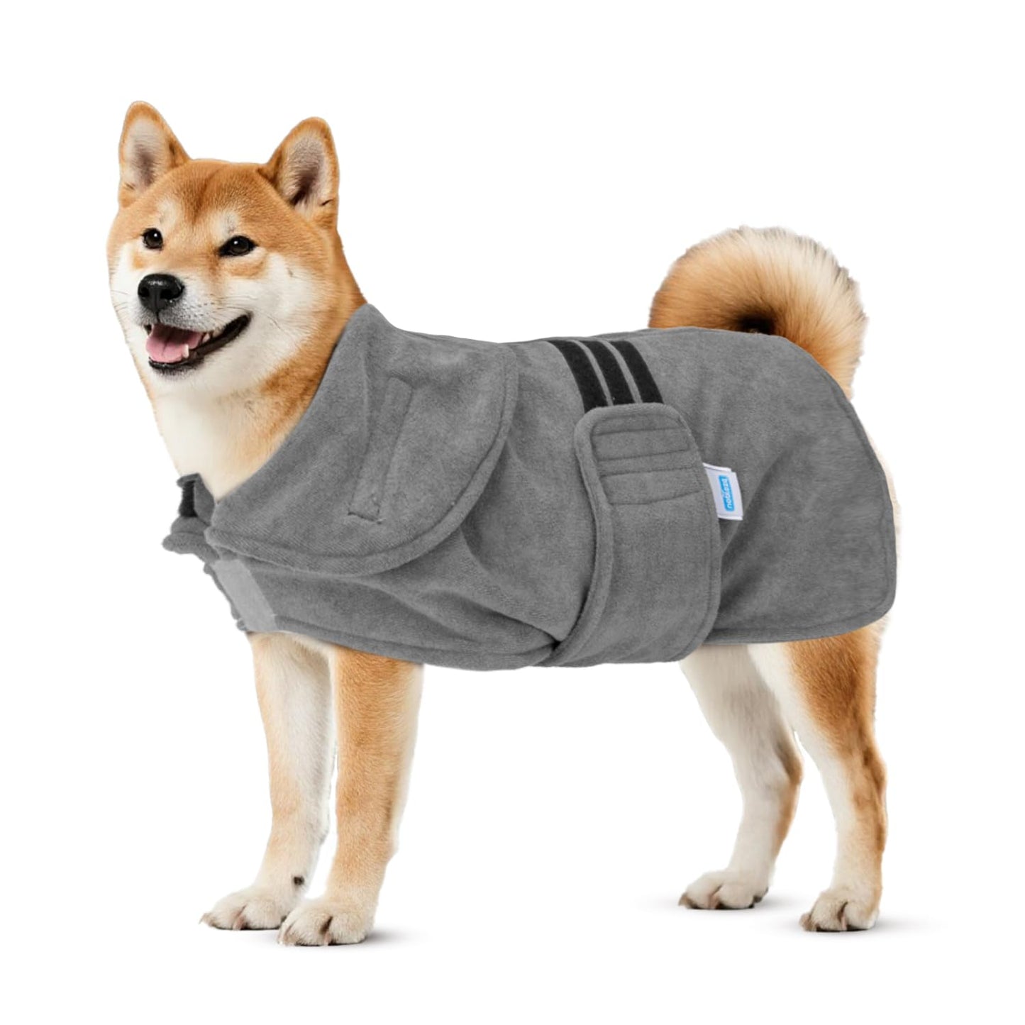 Hundebademantel mit Klettverschluss, M Grau