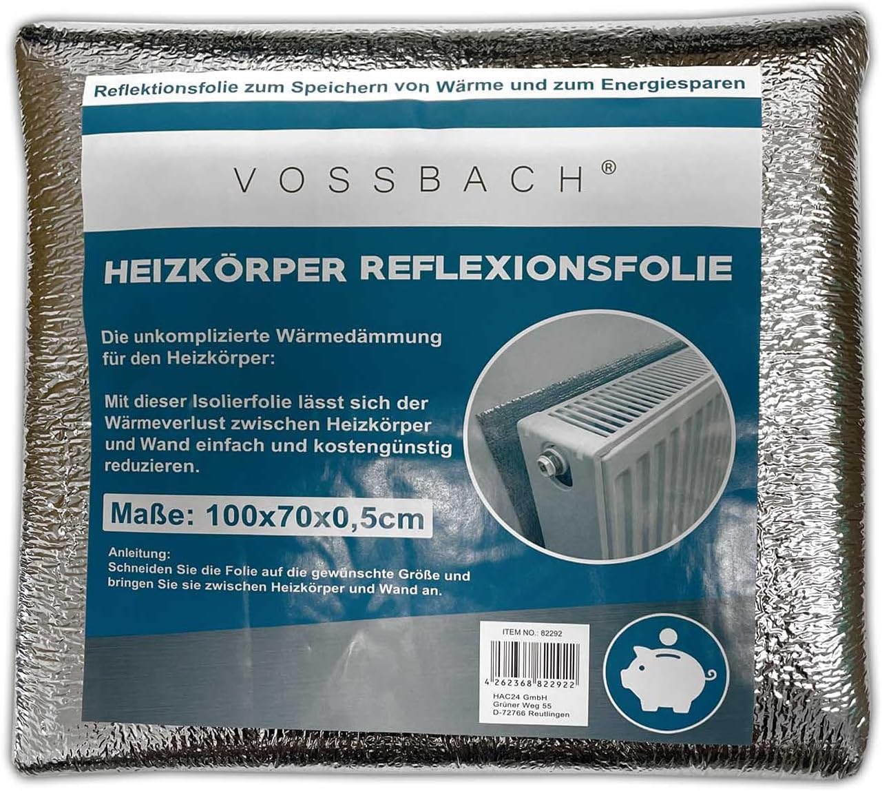 Heizkörper-Isolierfolie (4x 100x70 cm, zuschneidbar)