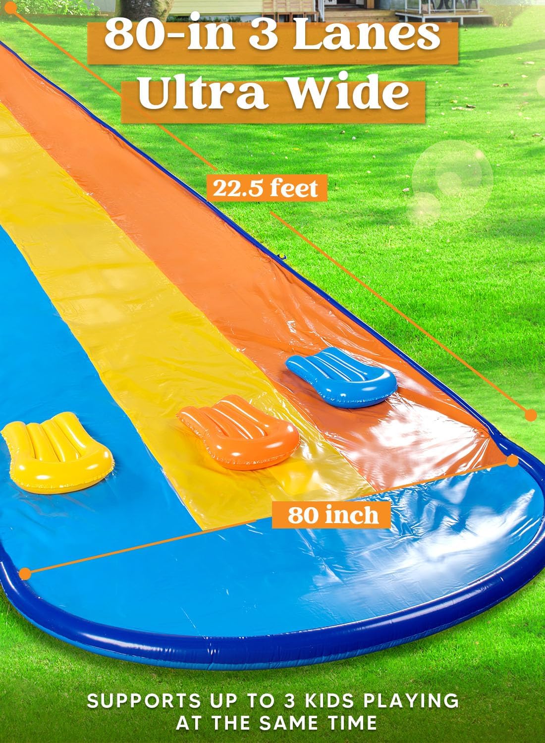 Dreispurige Wasserrutsche mit Bodyboards, 685.8cm