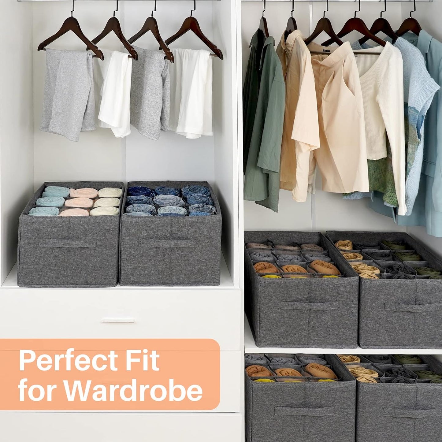 2er-Set Kleiderschrank-Organizer, 2 Stück Grau