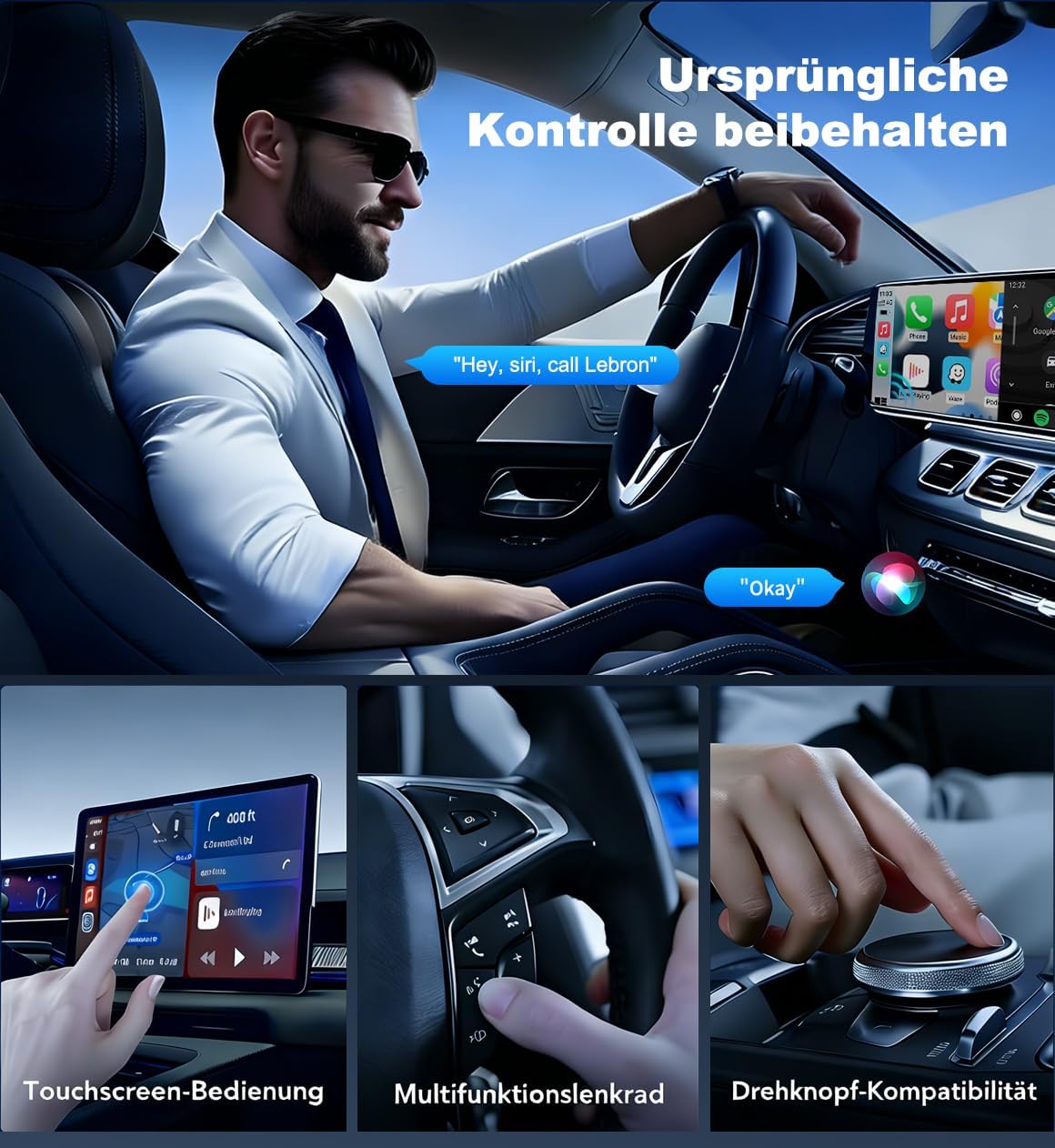 2-in-1 Carplay & Android Auto Adapter, Schwarz