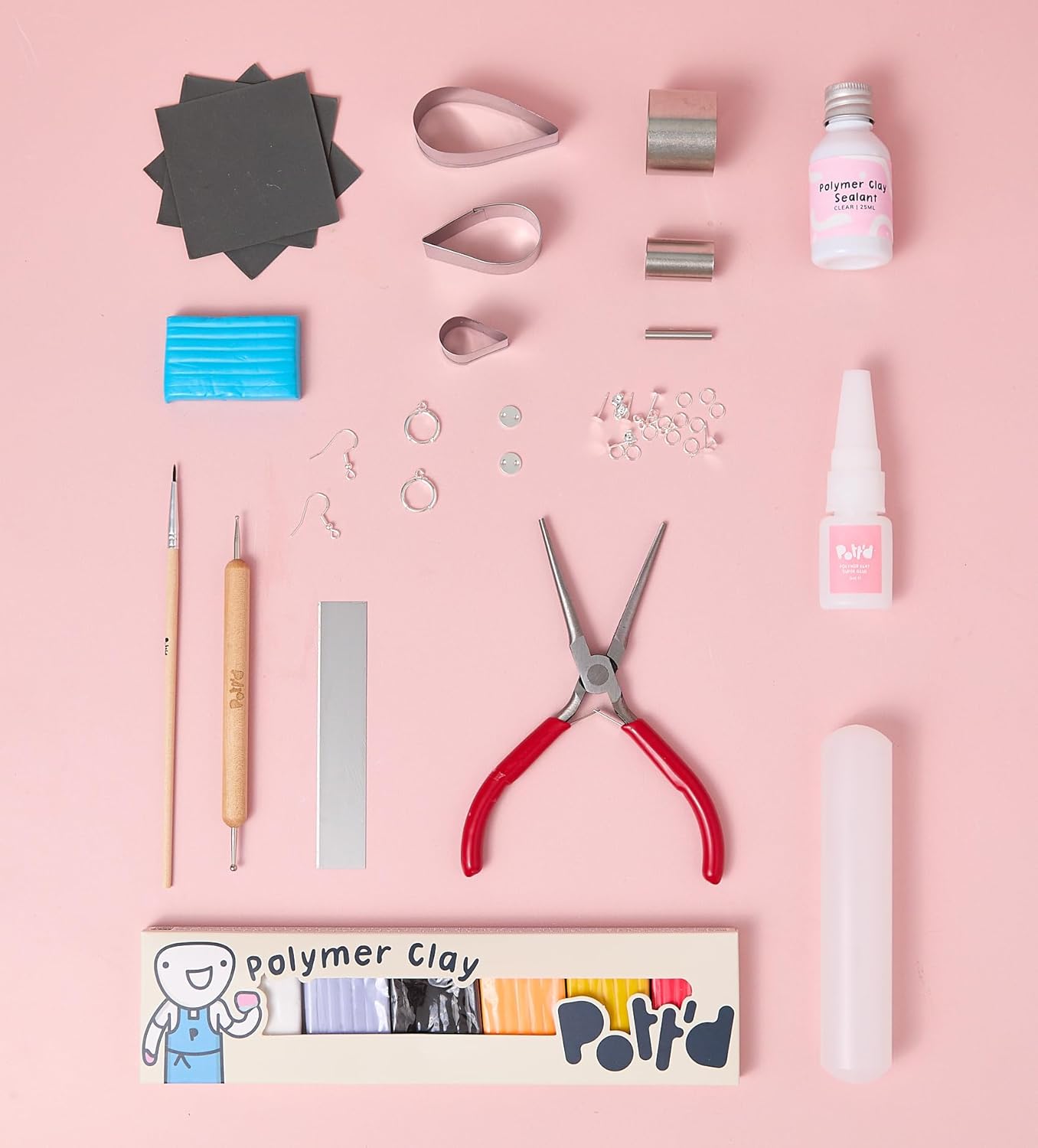 Polymer Clay Ohrring-Bastelset, Ohrring Kreation Kit – Silberfarben