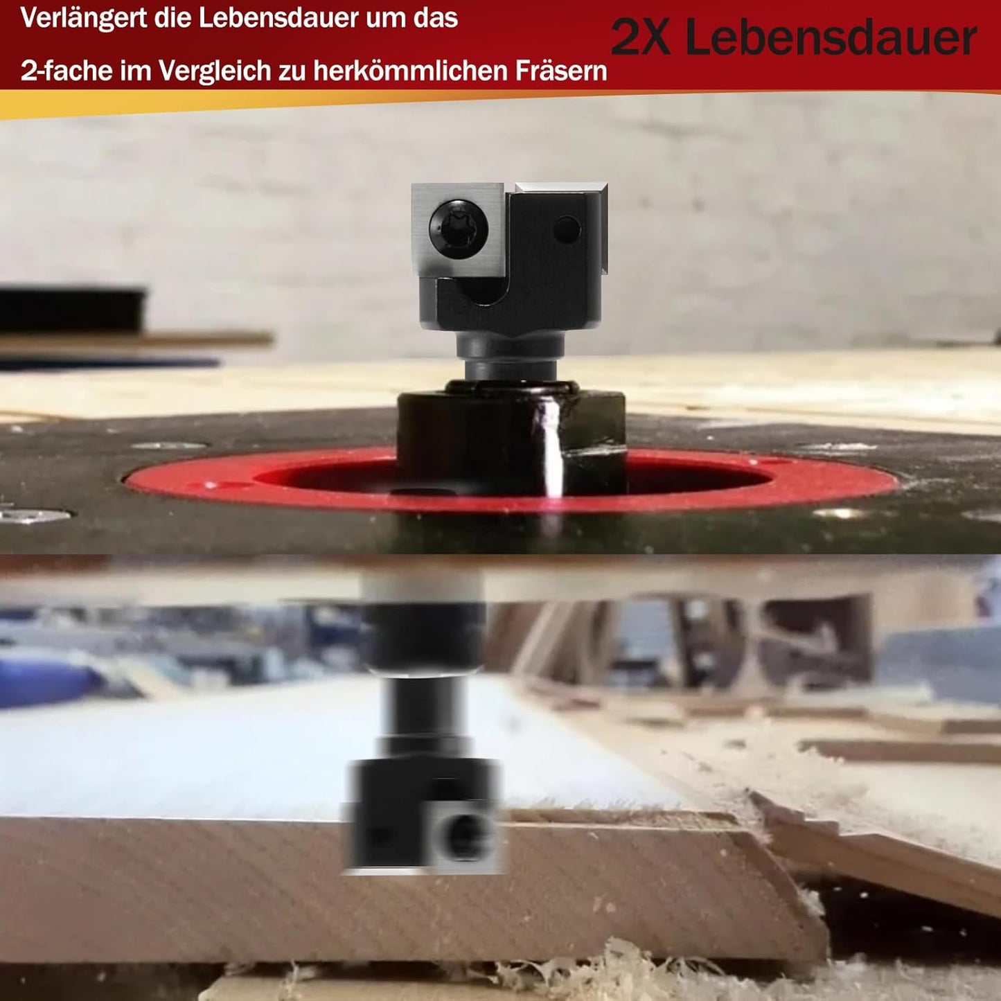 Planfräser Set für Oberfräse, S=12, D=25.4 2 Flöten