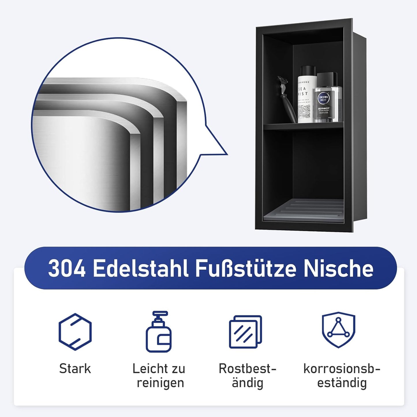 Duschnische mit Regal, 31 cm x12 cm Schwarz