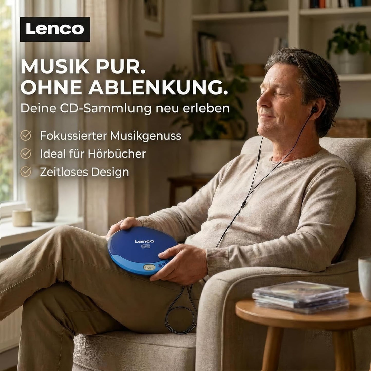 Tragbarer CD-Player mit Akkuladefunktion, CD-011, Blau
