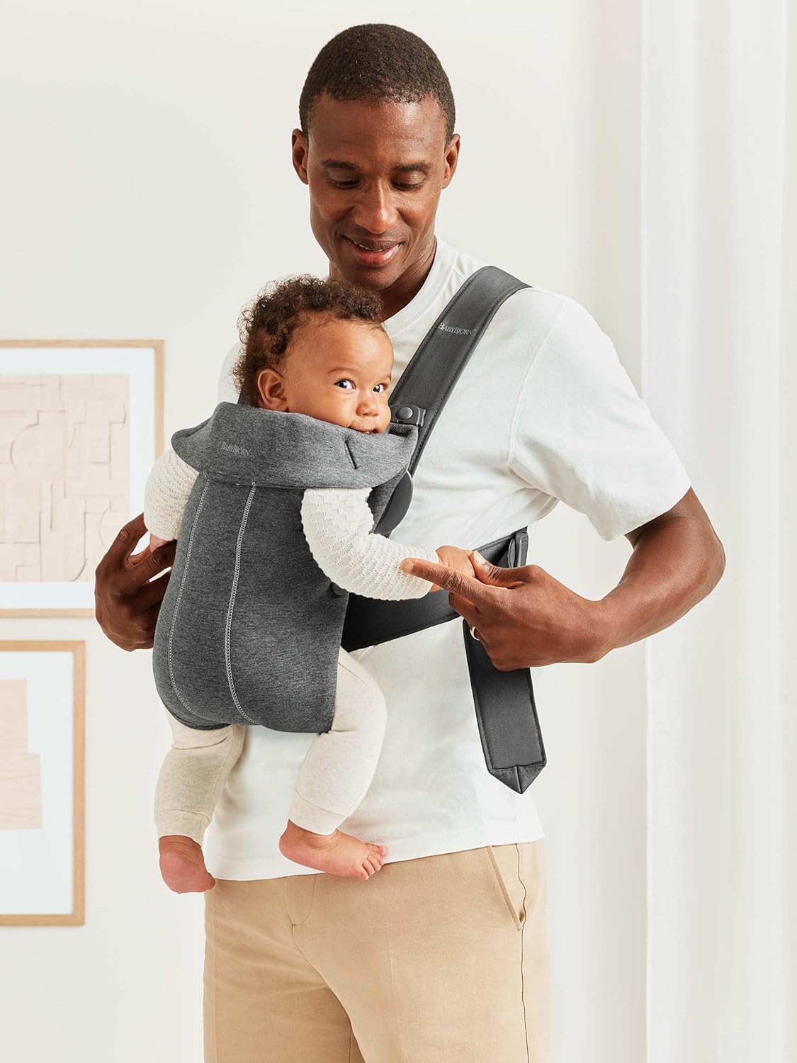 Babytrage Mini, ergonomisch und bequem, 3D-Jersey, Dunkelgrau