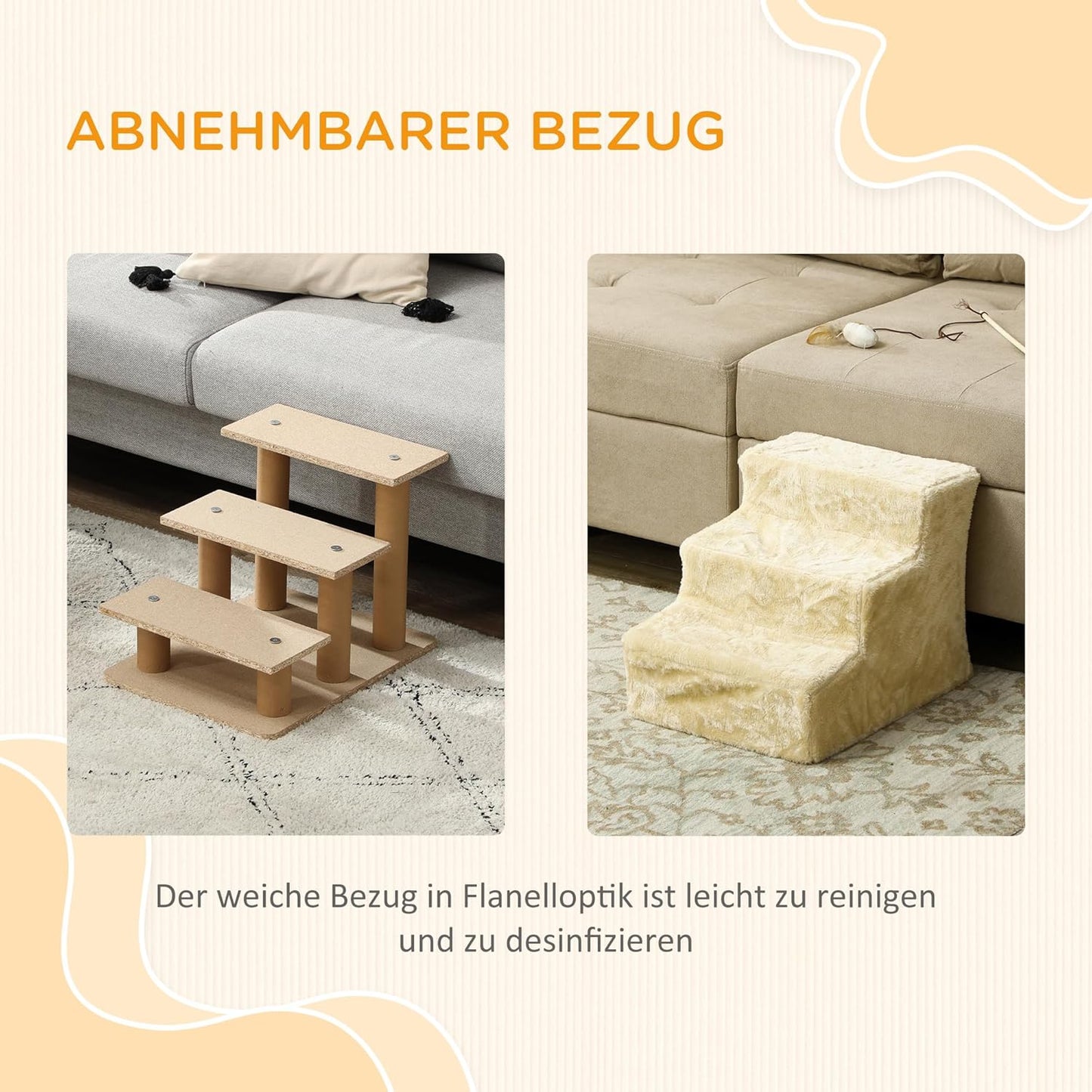 Haustiertreppe, Beige 46L x 35B x 35H cm