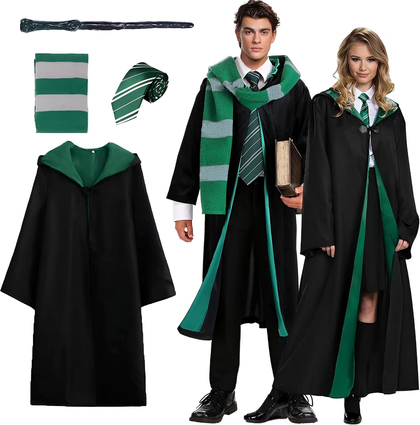 Zauberer Cosplay Kostüm für Erwachsene, Grün M