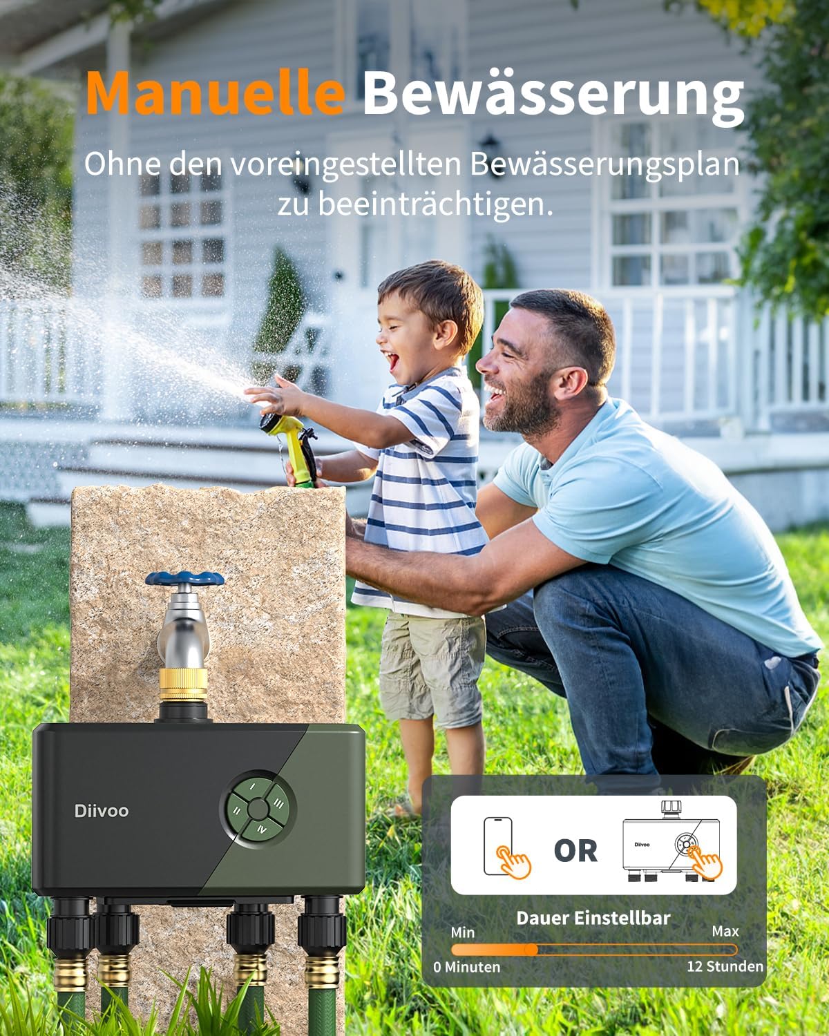 Bewässerungscomputer mit 4 Ausgängen, Alexa/Google Assistant-kompatibel