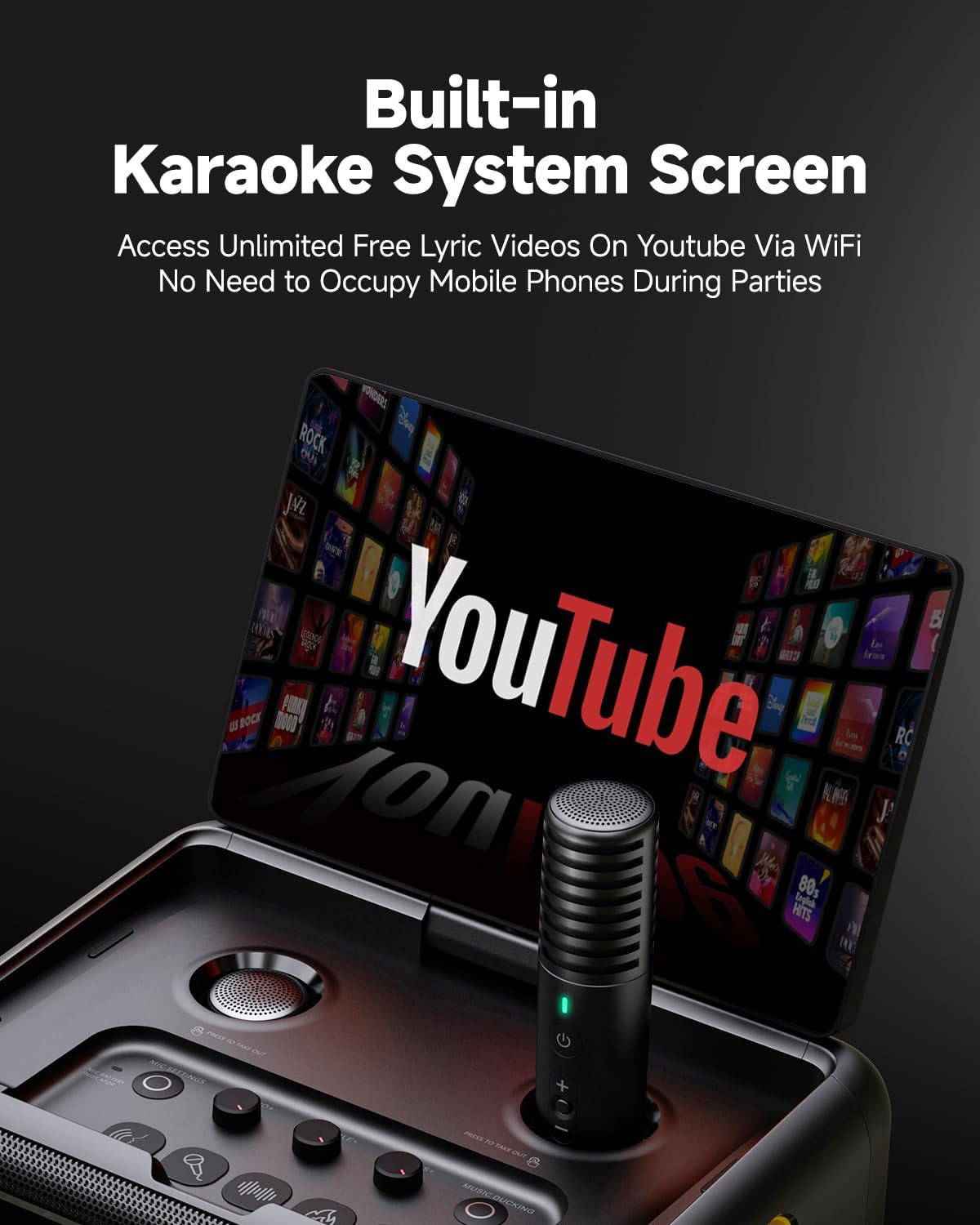 Break X2 Karaoke-Maschine mit Touchscreen & kabellosen Mikrofonen