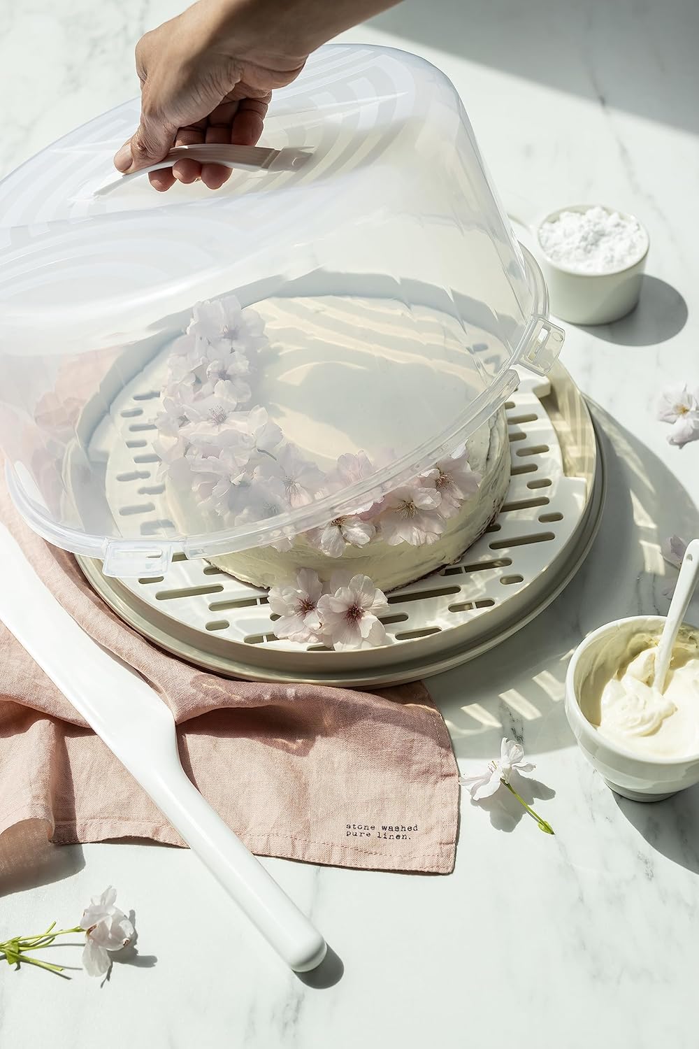 Kuchenbehälter mit Kühlfunktion, runden, mit Kühlungseinsatz Creme