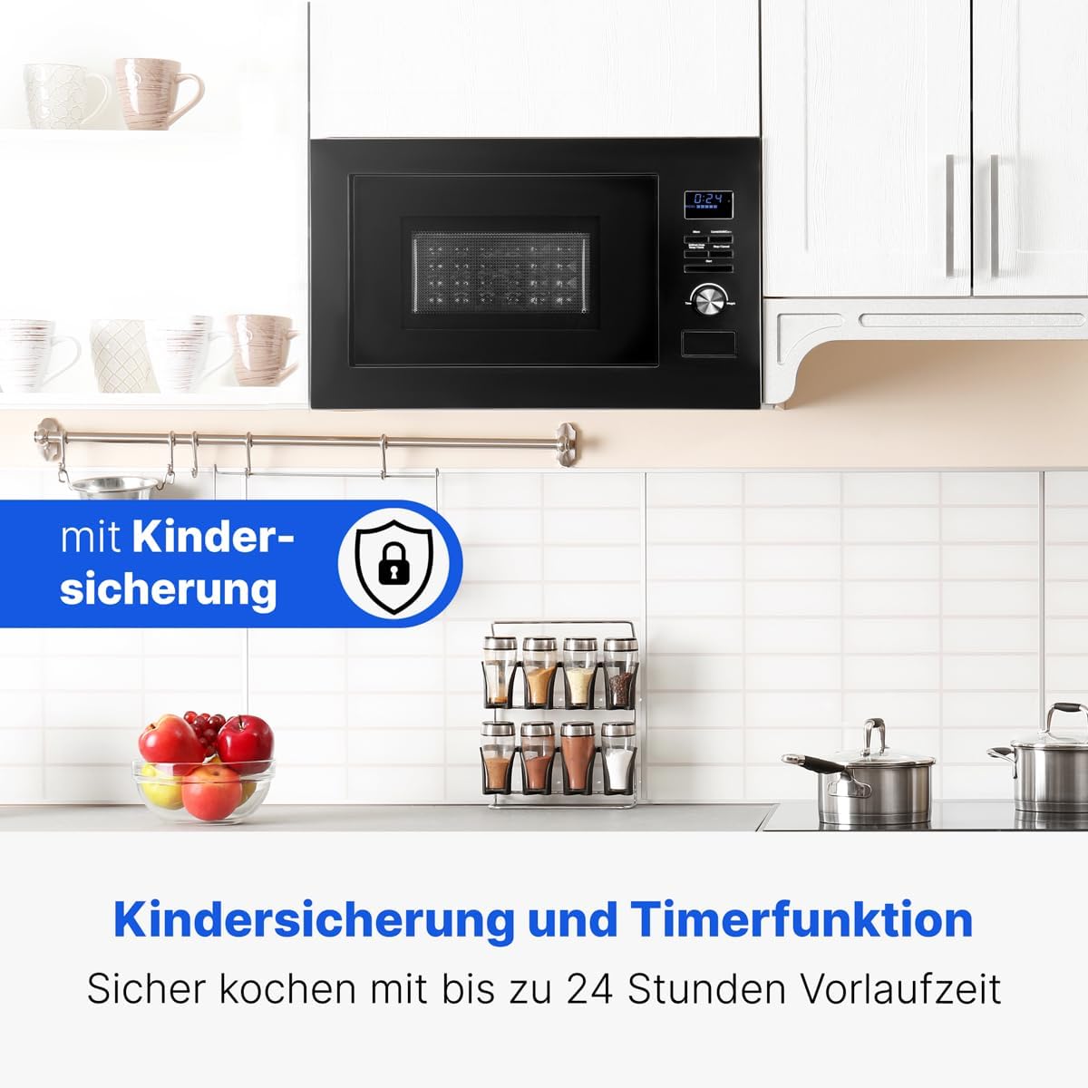 Einbaumikrowelle mit Grill und Heissluft MWG 3001 H EB, Schwarz