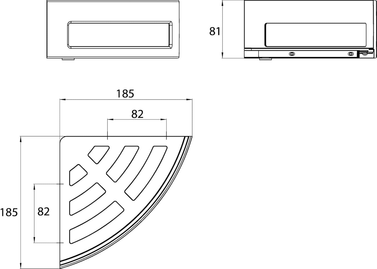 Eckwandkorb system2, Eckwandkorb Single Silber