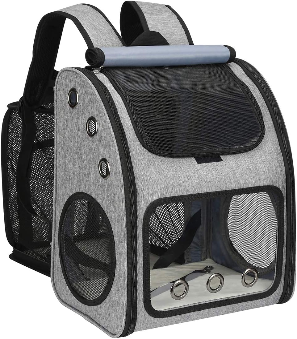 Erweiterbarer Haustier-Rucksack, grau