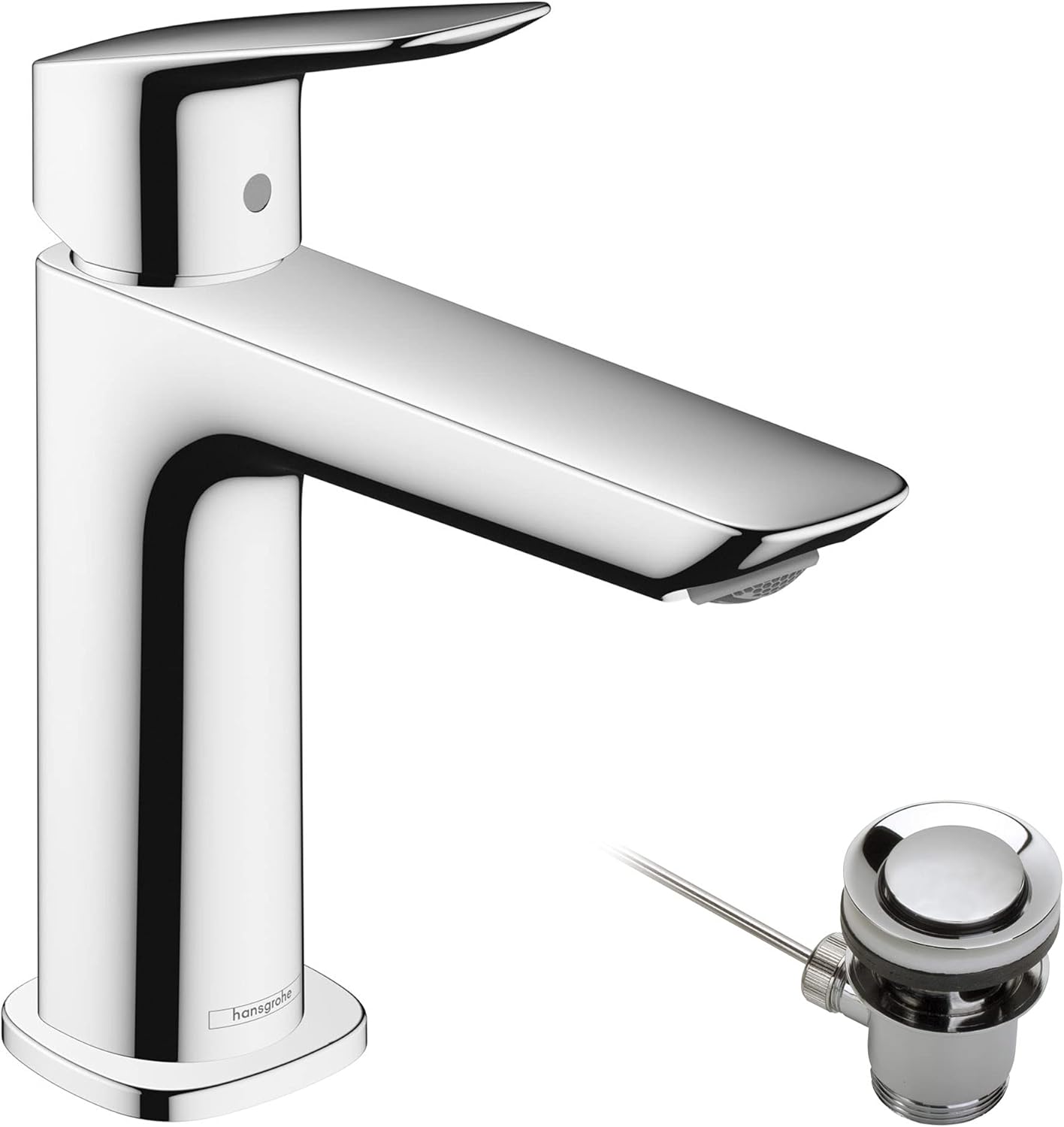 Einhebel-Waschtischarmatur Logis, Chrom Auslaufhöhe 110mm mit Zugstangen-Ablauf