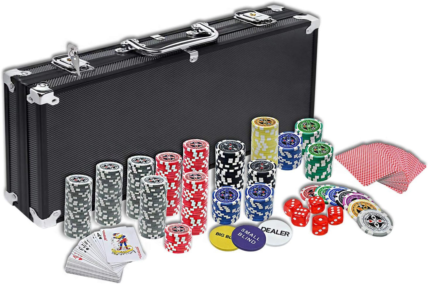 Pokerset im Aluminiumkoffer 500 Chips, Schwarz