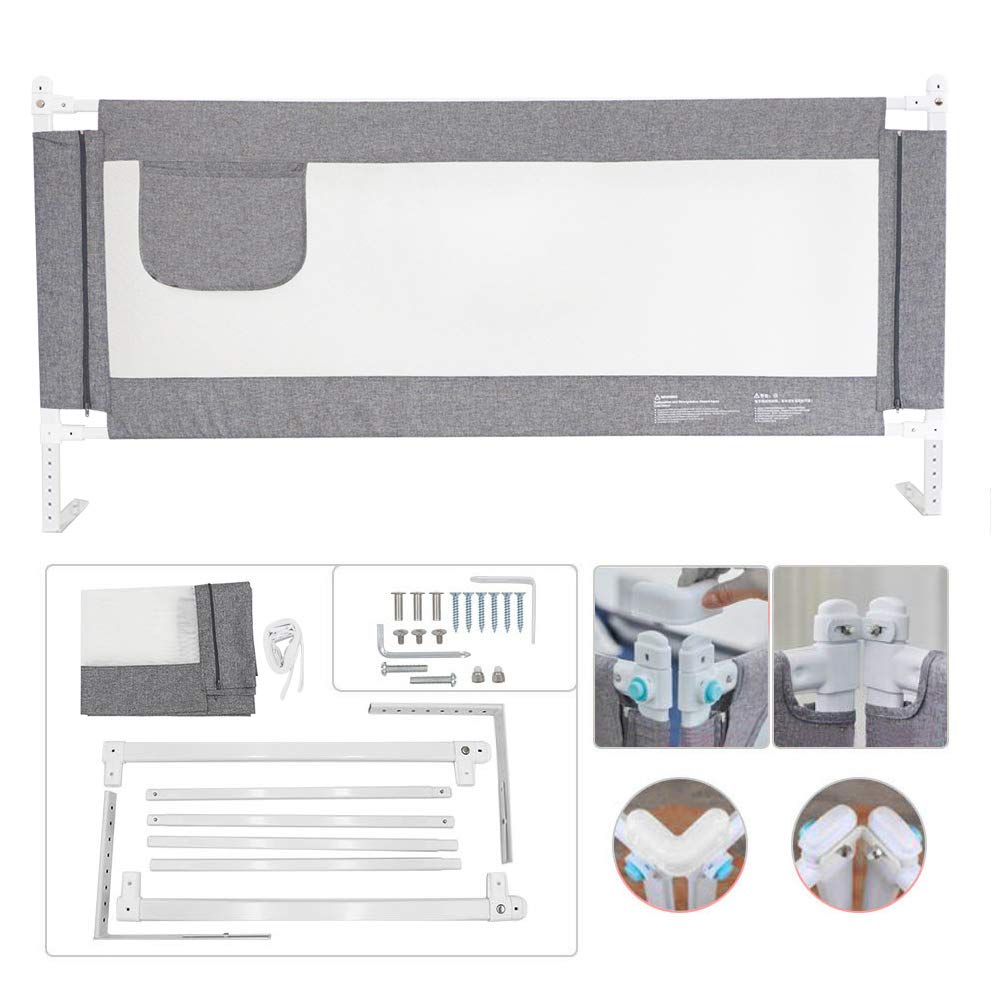 Kinderbettgitter zum Schutz vor Stürzen, 180x76 cm (1er Pack) Grau