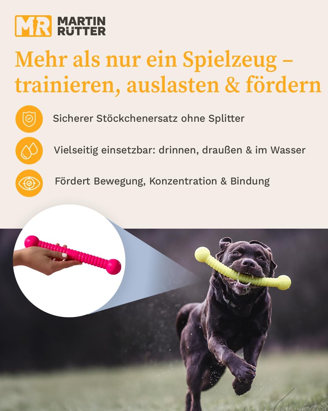 Funstix Apportierstab für Hunde, Neongelb L