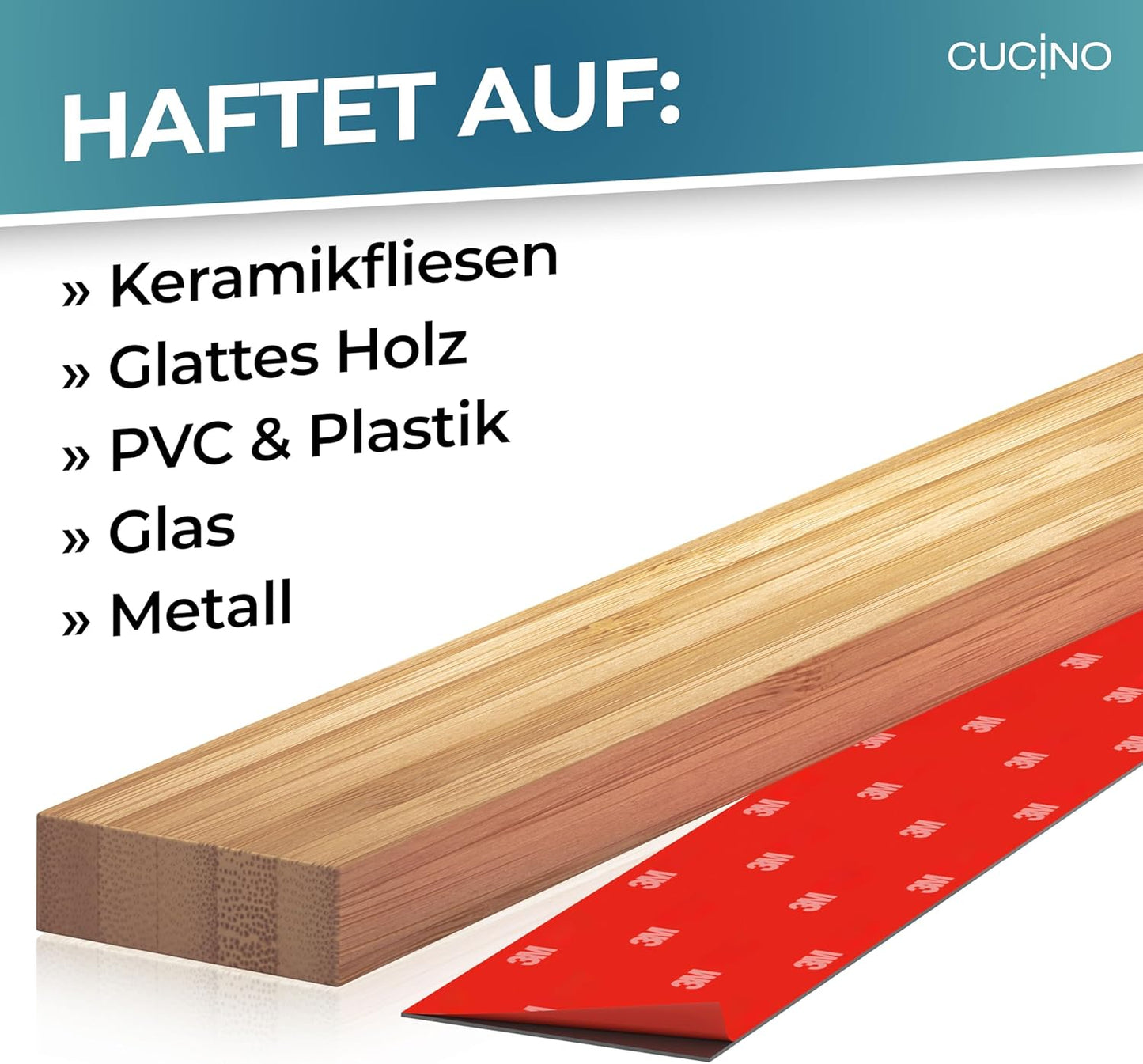Selbstklebende Magnetleiste, Bambus Modern