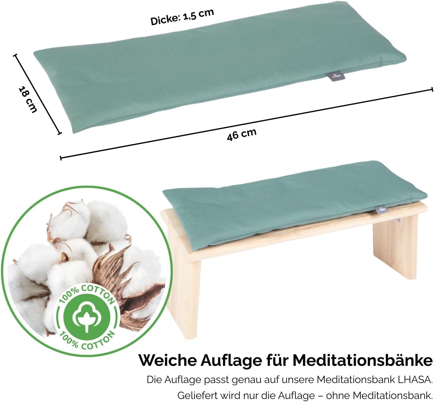 Sitzauflage für Meditationsbank, Auflage Mineral Blue