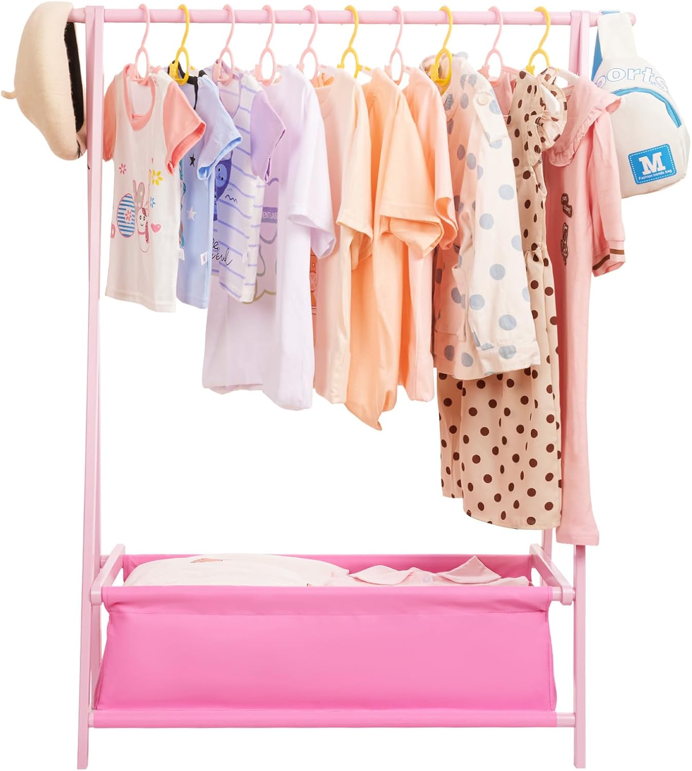 Kinderkleiderständer mit Aufbewahrungskiste, Rosa