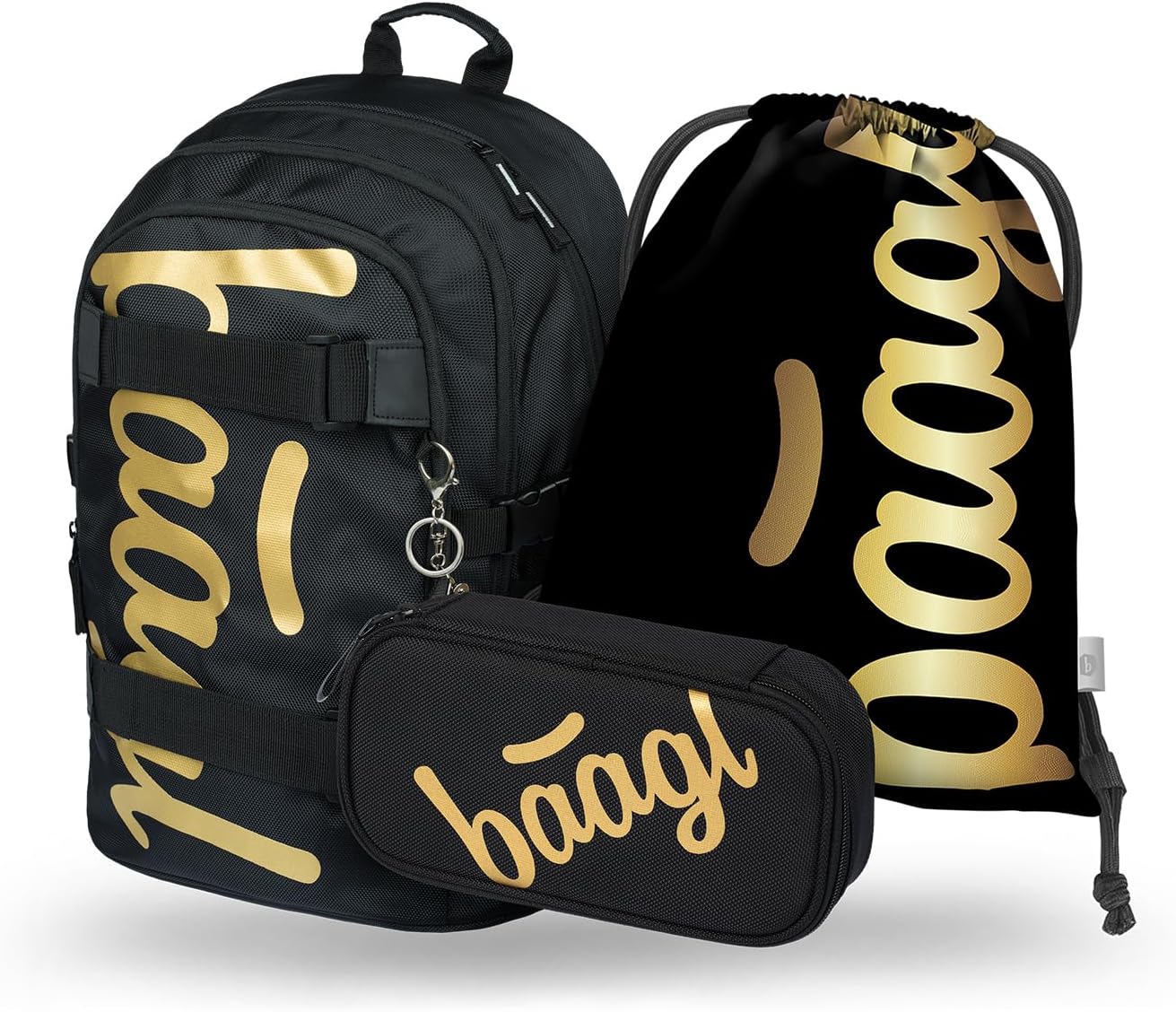 3-teiliges Schulrucksack-Set, Skate Gold