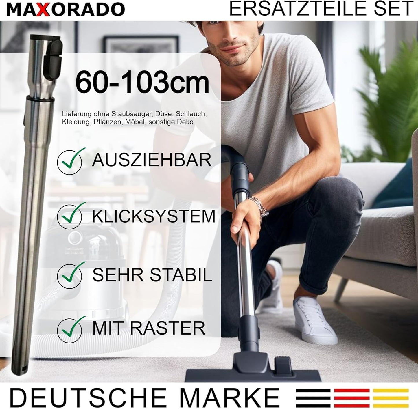 Teleskoprohr mit Griff für Miele Staubsauger