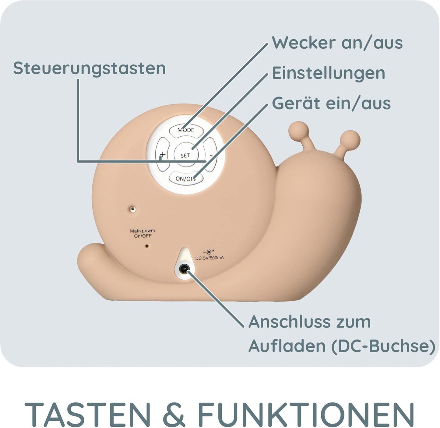 Baby Wecker, Display Durchmesser 5,7 cm / Taupe
