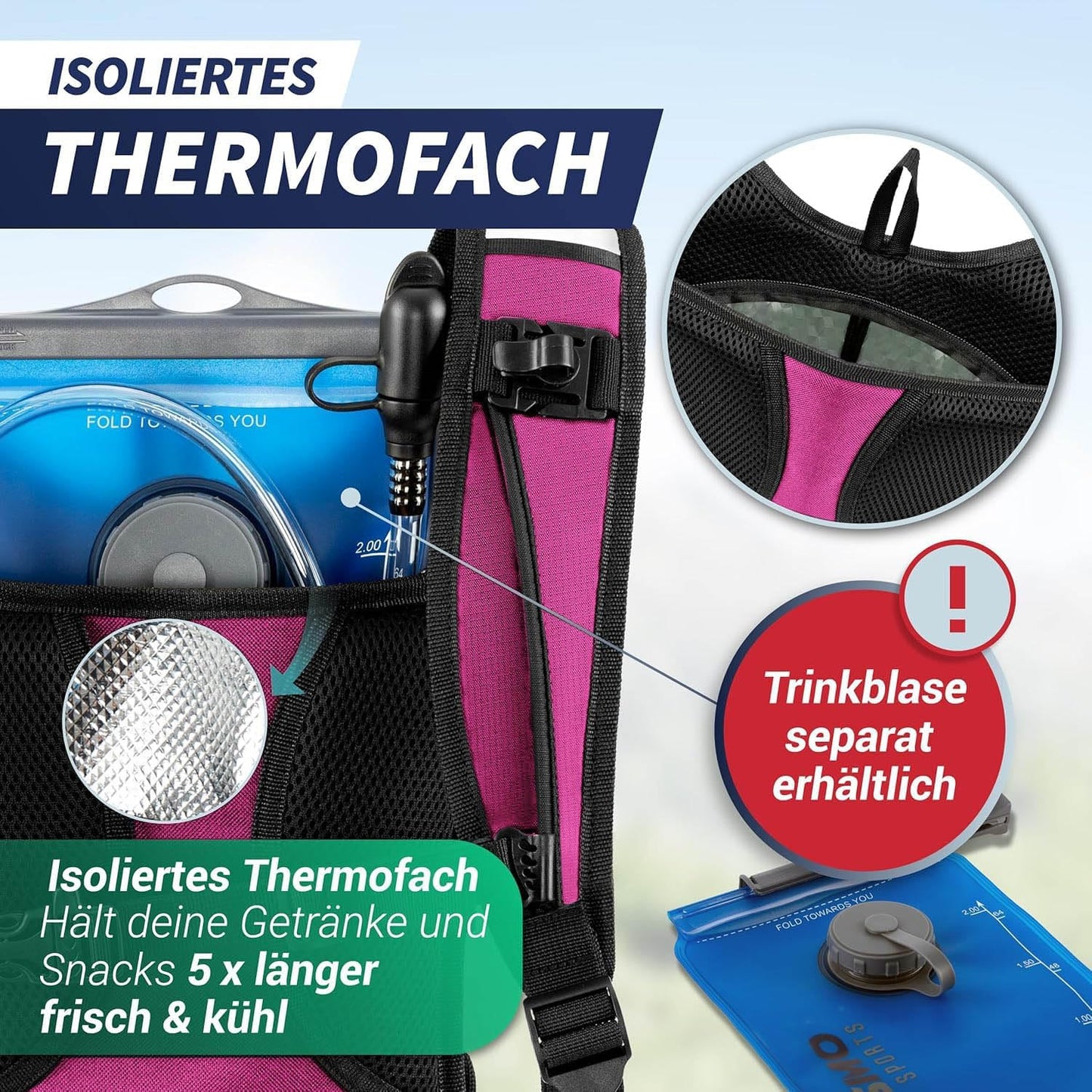 Ultraleichter Laufrucksack, Rosa