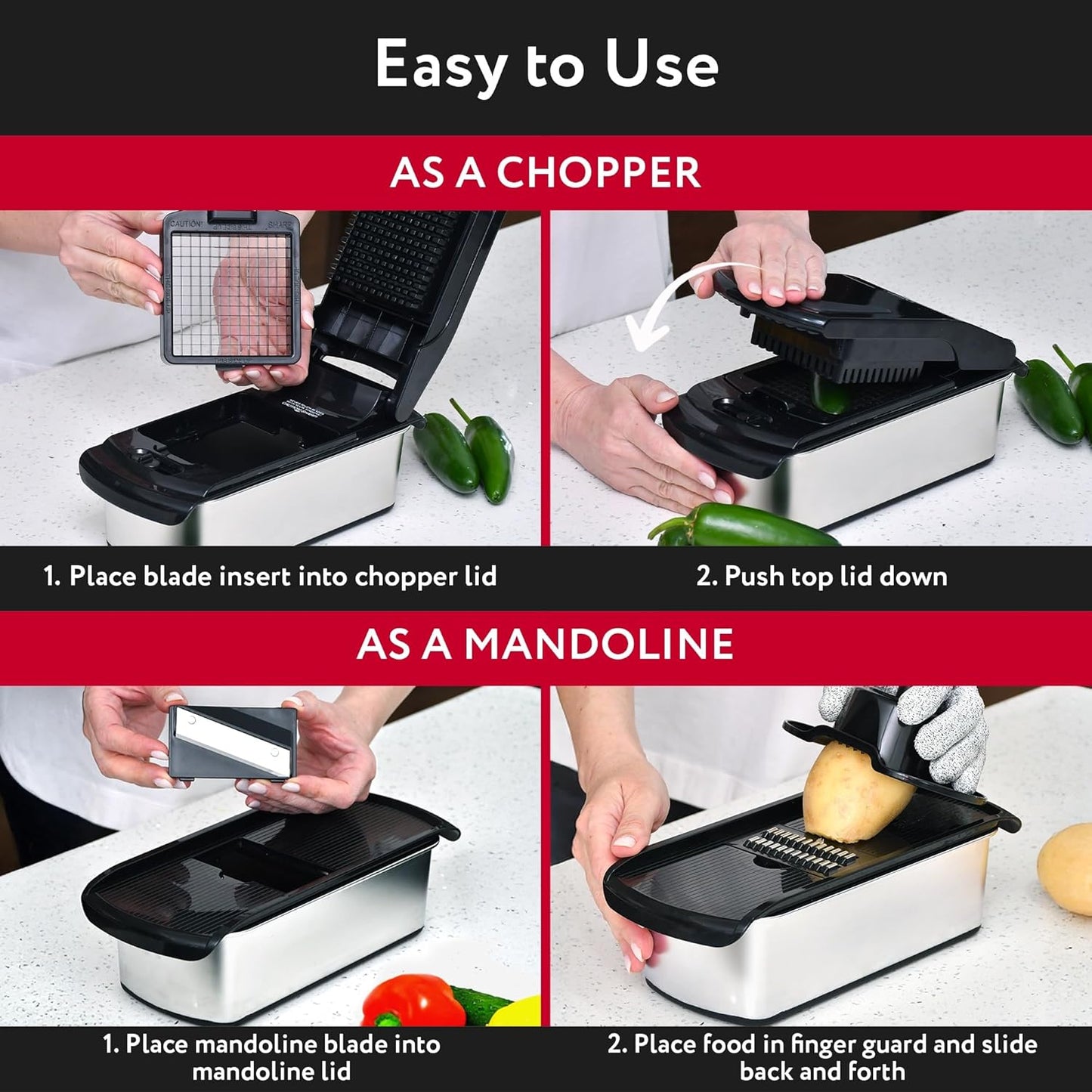 Gemüseschneider & Mandoline, Edelstahl 14-in-1 PRO