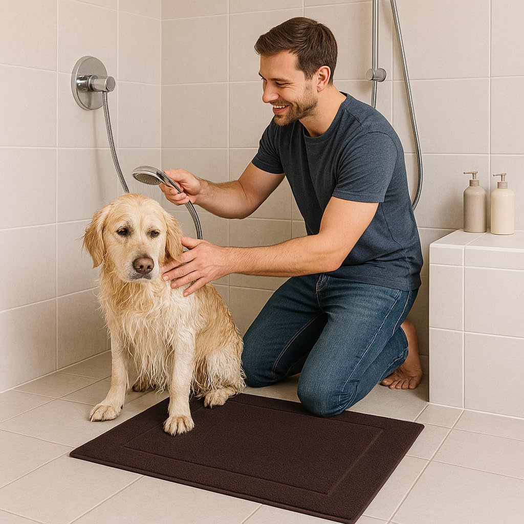 2er-Set Badematten, 50x70 cm, 2x Badvorleger Dunkelbraun