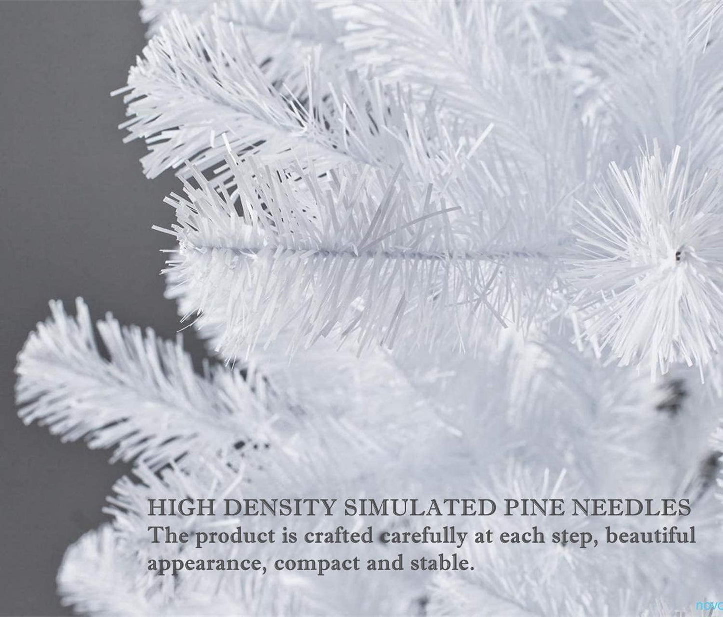 Künstlicher Weihnachtsbaum mit 477 Spitzen und Metallfuss, 180 cm Glänzend Weiß