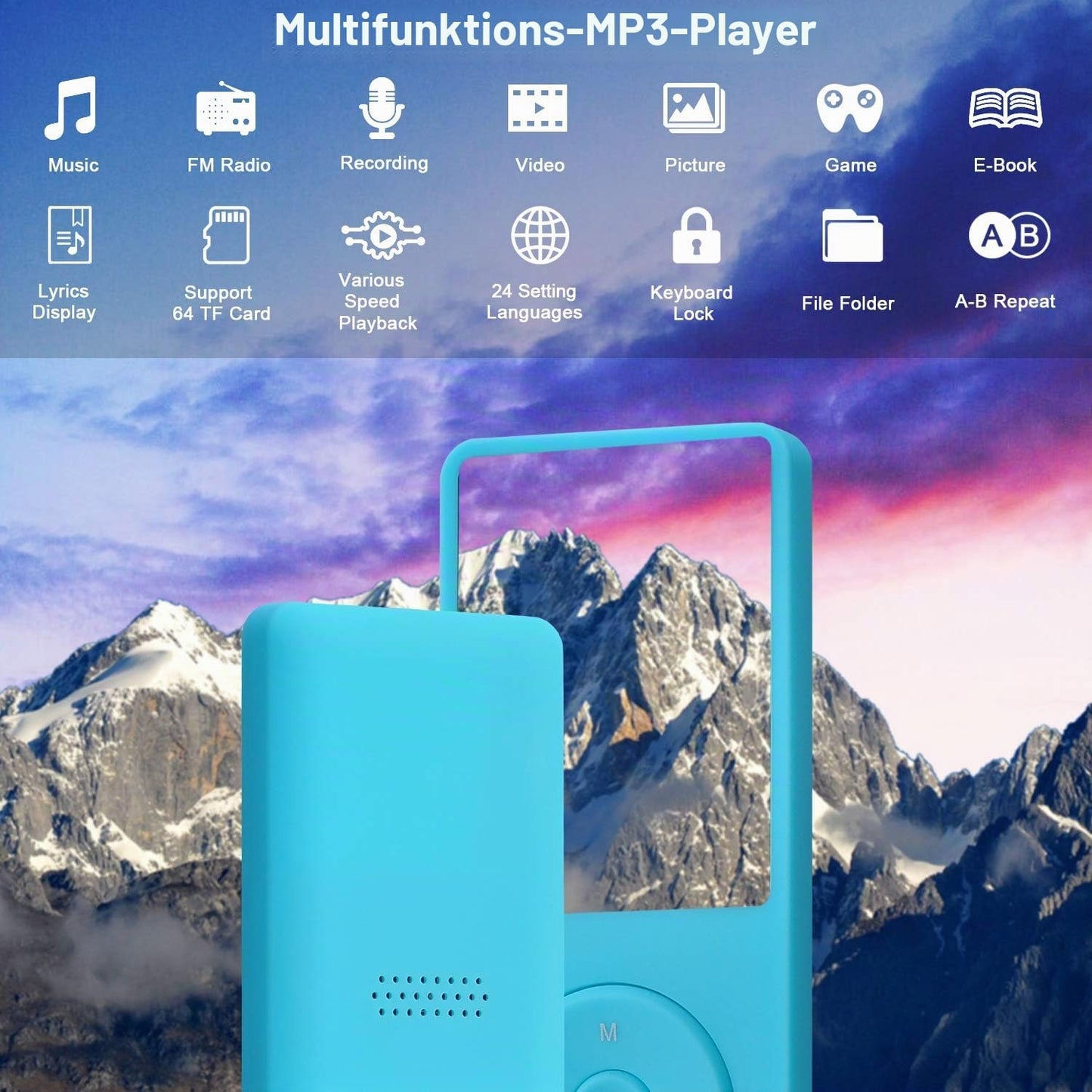Tragbarer MP3-Player, 8G, Hellblau