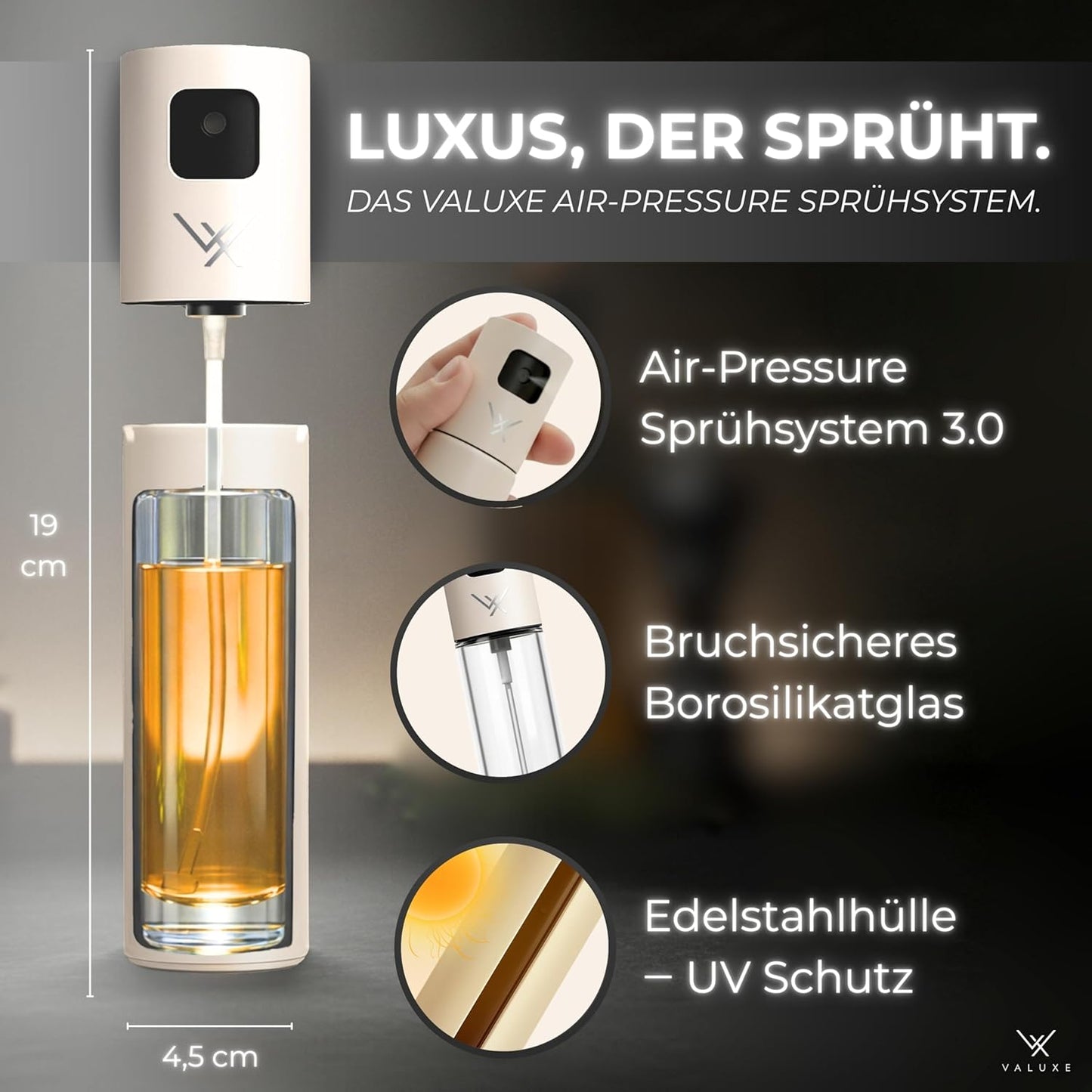 Ölsprüher für Speiseöl & Essig, Creamy Beige