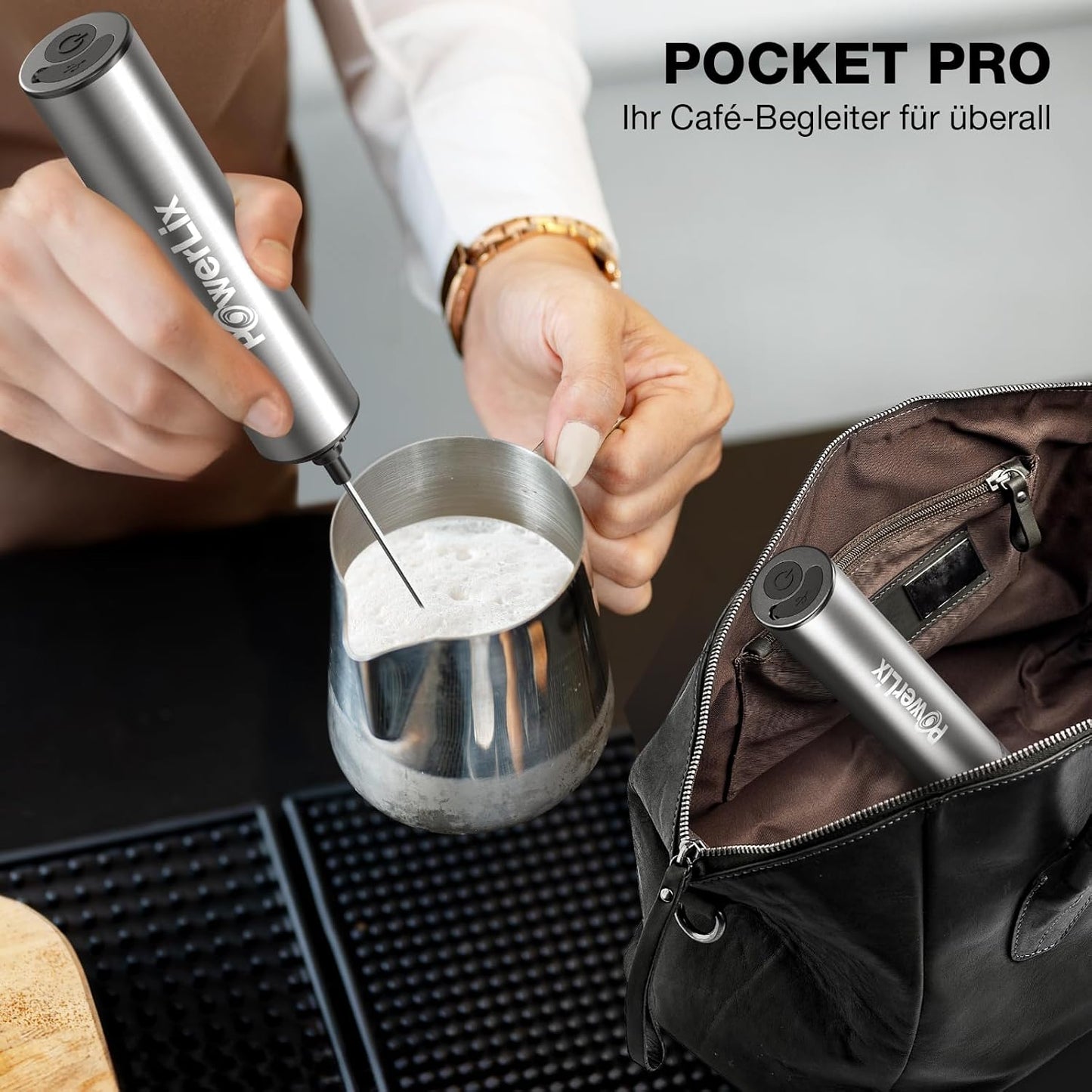 Elektrischer Milchschäumer Pro 3-in-1, Silber